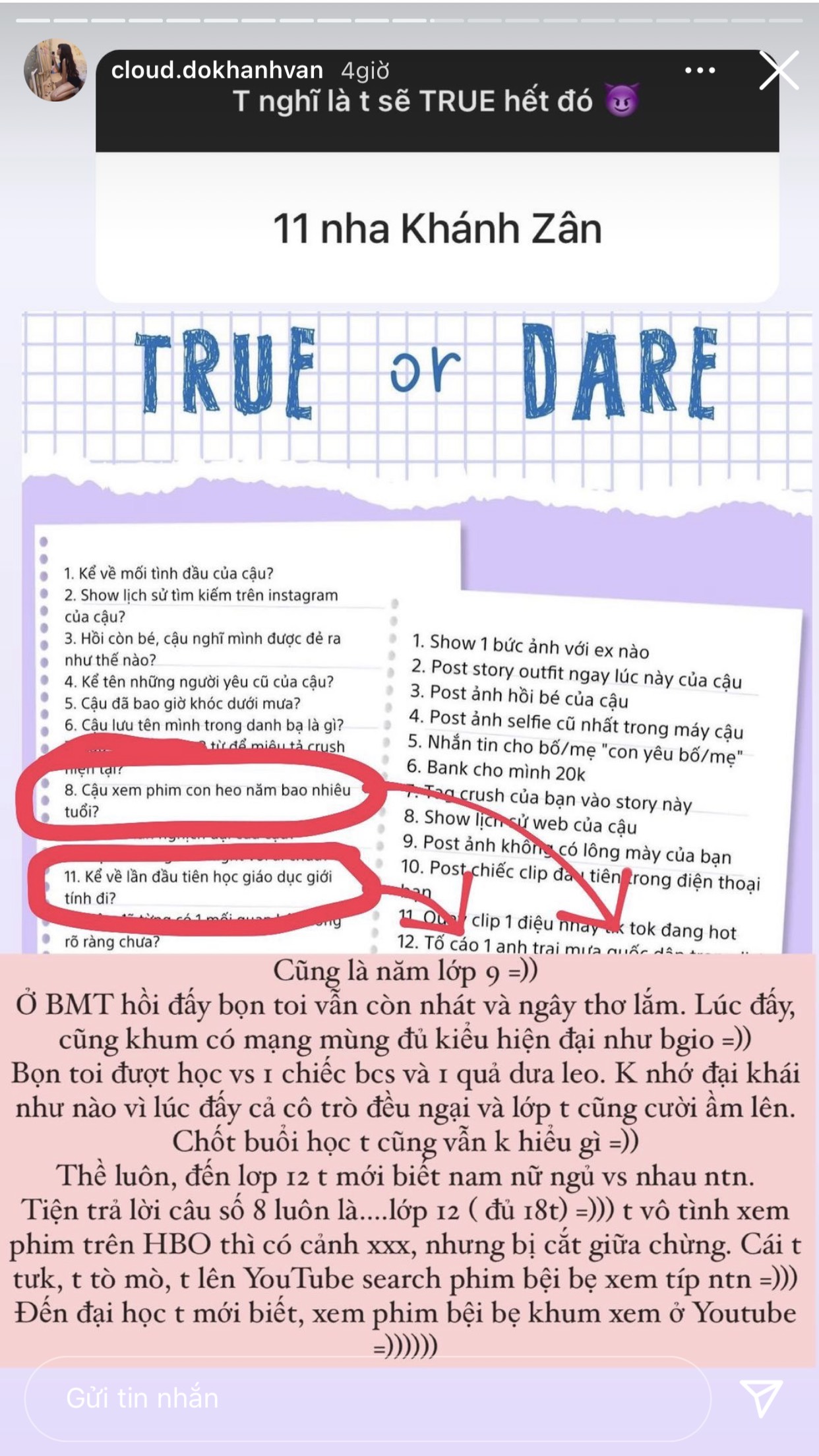 Khánh Vân gây sốc khi kể chuyện lần đầu xem phim 18 , tiết lộ thiếu kiến thức giới tính trầm trọng khi còn đi học - Ảnh 1.