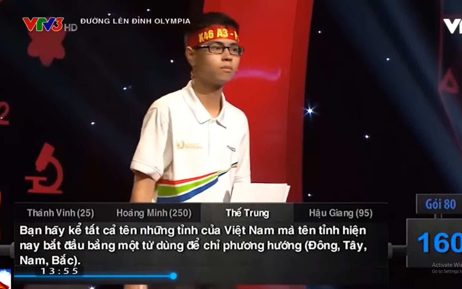 Câu hỏi Olympia 'khó mà dễ': Kể tên các tỉnh bắt đầu bằng 1 từ chỉ phương hướng?