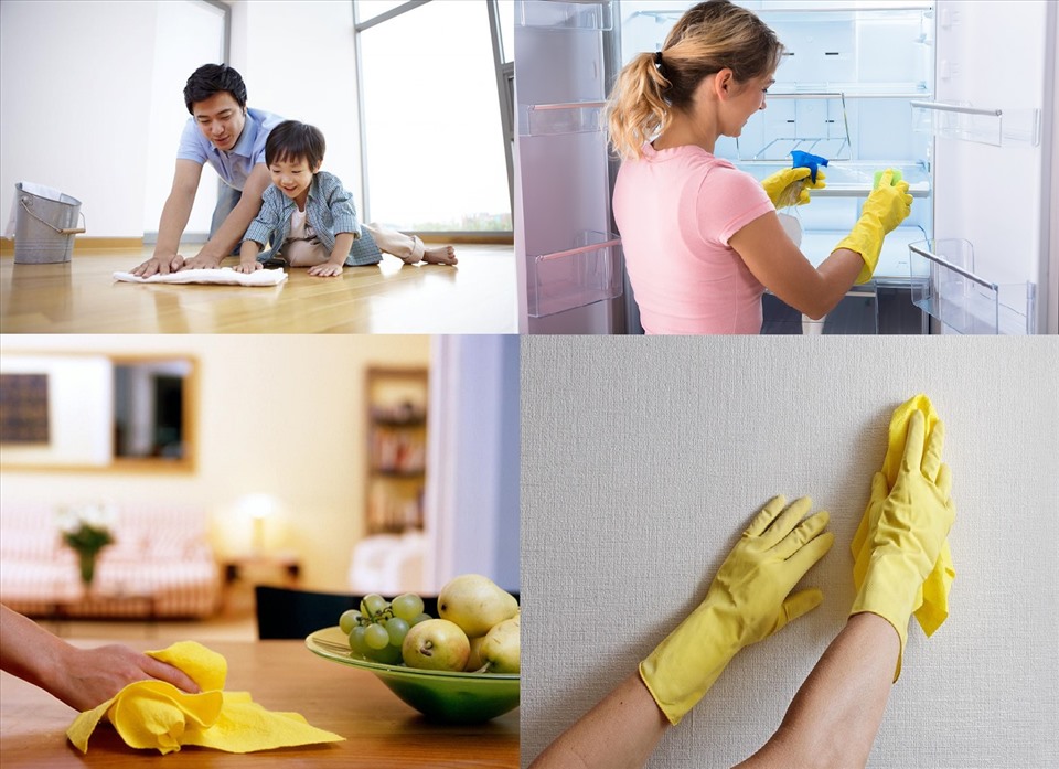 Dọn nhà đón Tết 2022 là cách để tăng sự ấm cúng của gia đình. Đồ họa: M.H