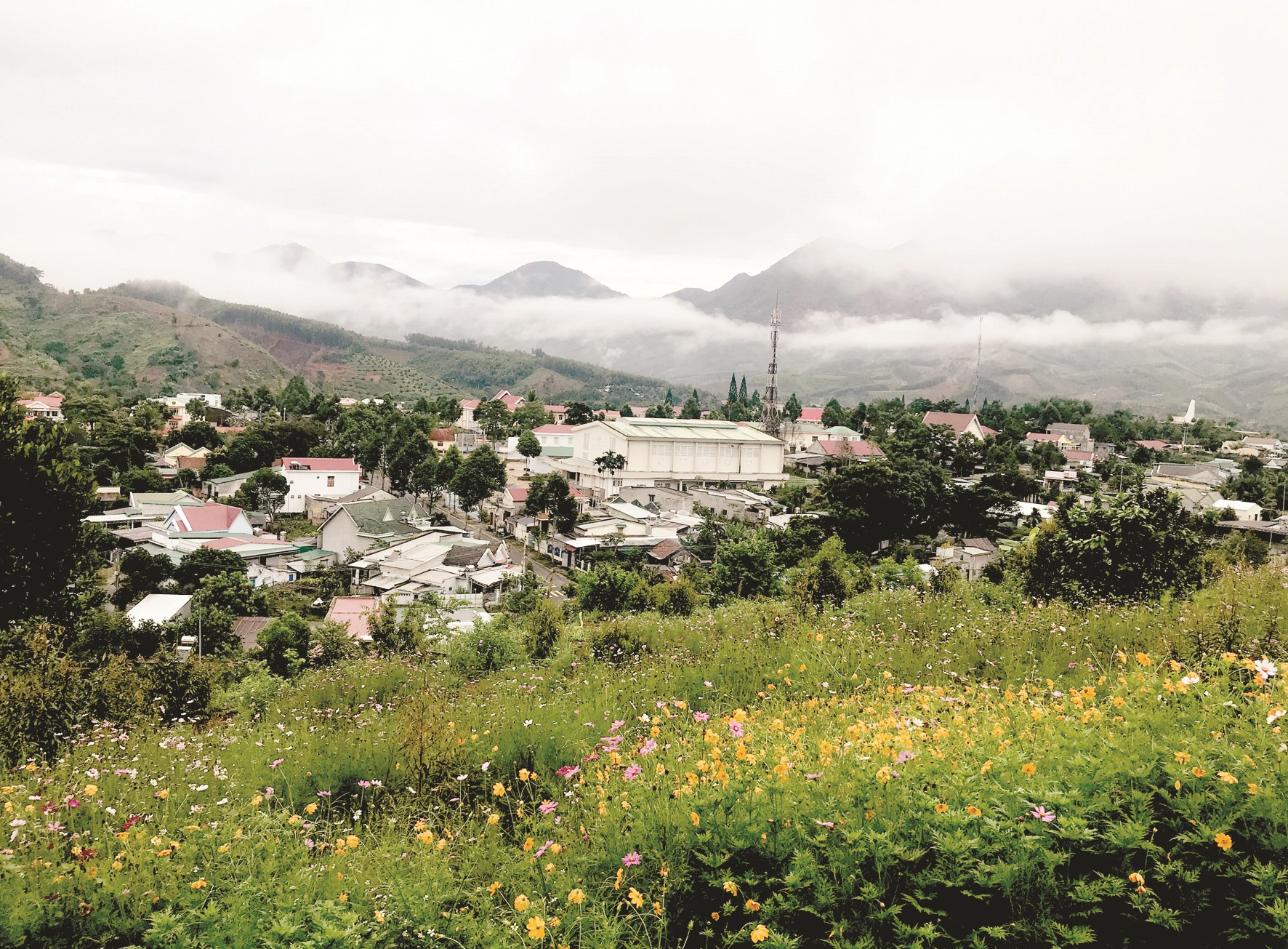 Thị trấn Tô Hạp trong sương sớm. Ảnh: TRẦN ĐĂNG