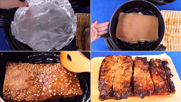 cách làm thịt heo quay giòn bằng nồi chiên không dầu 2
