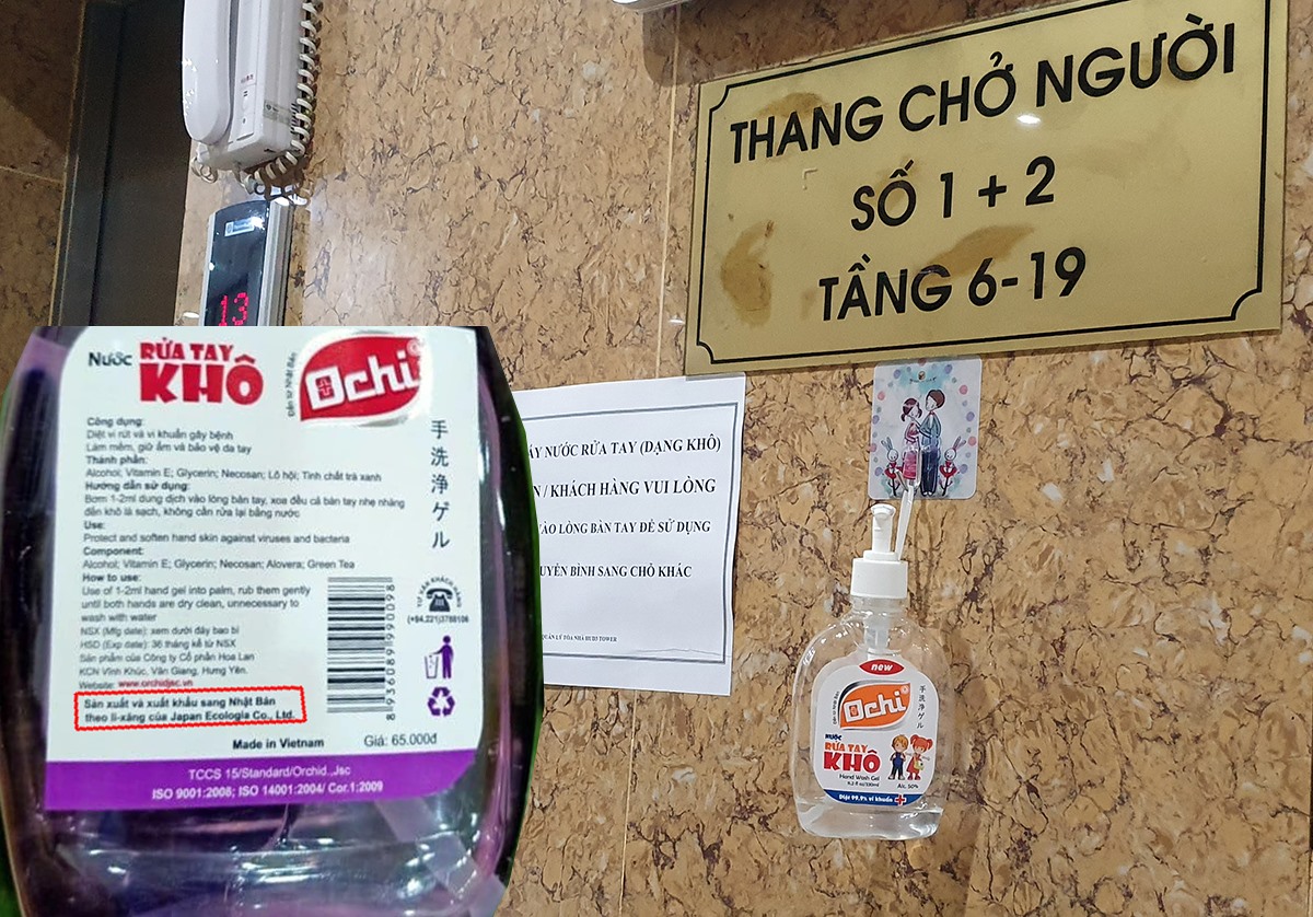 Nước rửa tay Ochi được sử dụng tại một khu nhà chung cư ở Hà Nội.