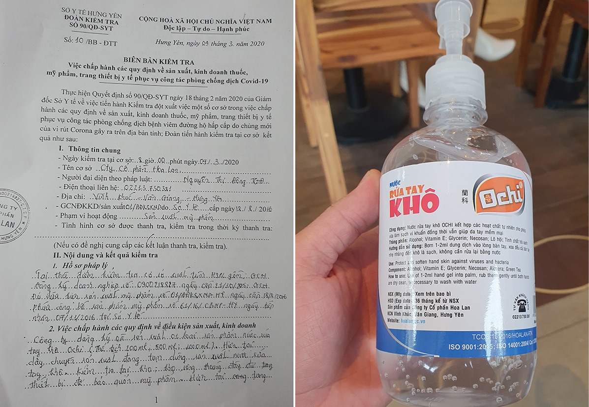 Biên bản làm việc của Sở Y tế Hưng Yên và mẫu nhãn mác mới của sản phẩm Ochi - đã loại bỏ hoàn toàn các yếu tố gây hiểu lầm.