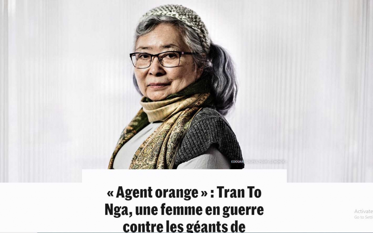 A photo of Tran To Nga is posted along with an article by Le Monde on January 19, 2021.