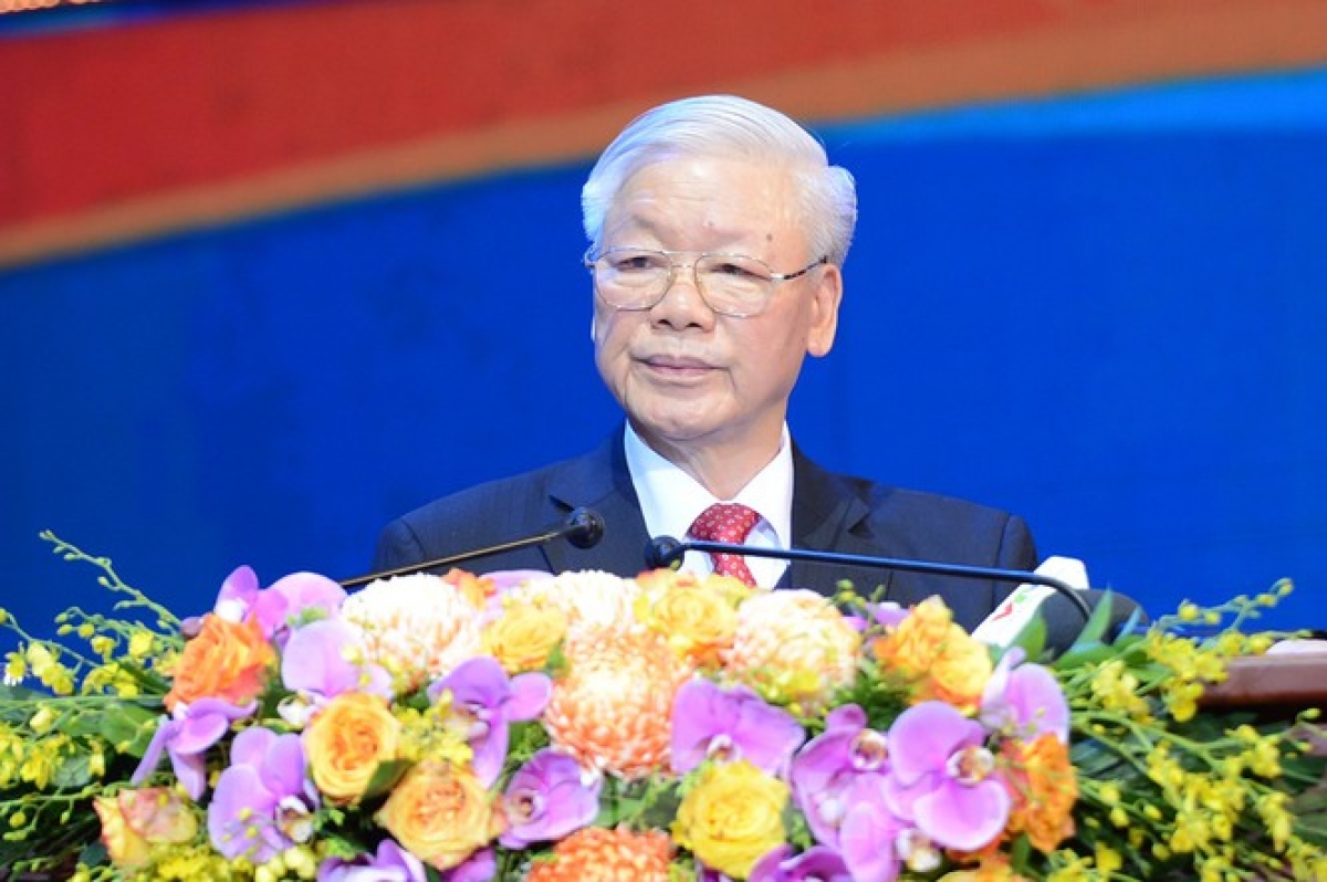 Tổng Bí thư, Chủ tịch nước Nguyễn Phú Trọng phát biểu tại lễ kỷ niệm. Ảnh: Tiền Phong