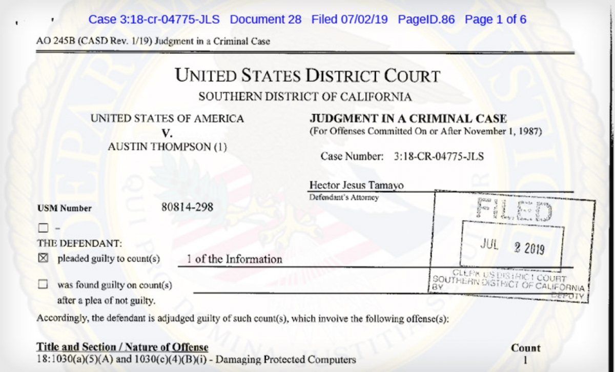 Tài liệu trong phiên xét xử của Austin Thompson.