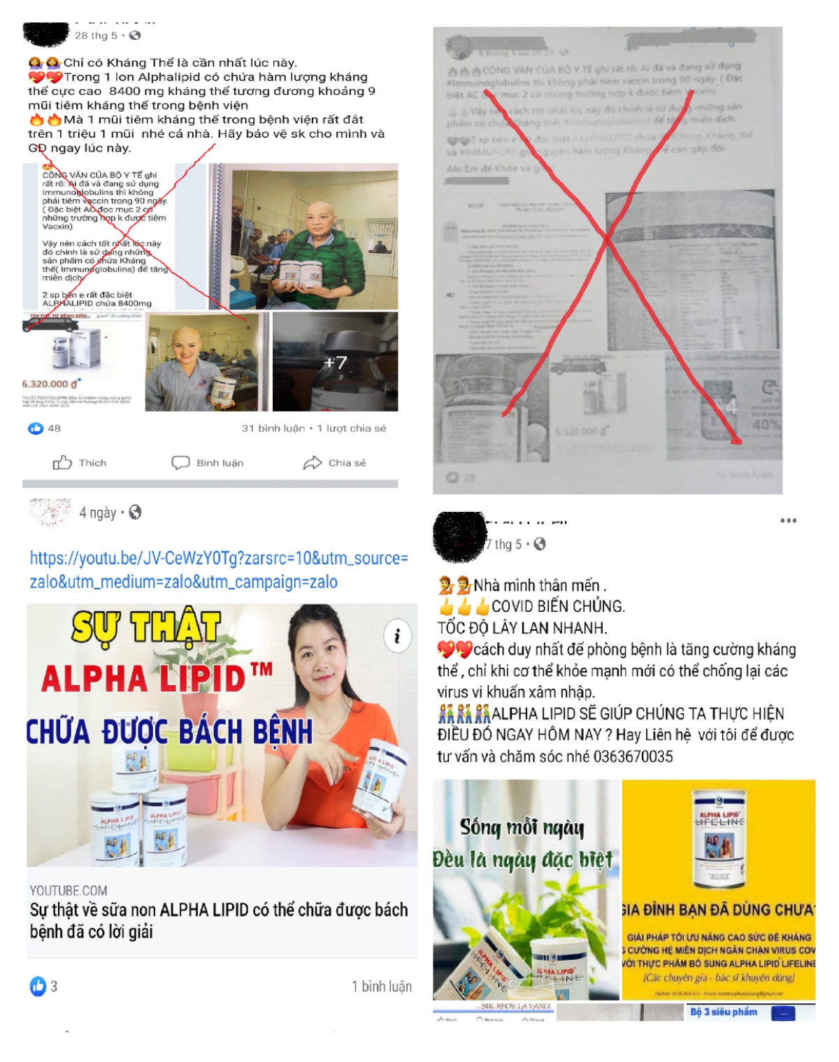 Những bài viết mà bà P.T.H. đăng tải trên MXH có dấu hiệu “phóng đại công dụng” thực phẩm chức năng gây tâm lý chủ quan trong công tác phòng chống dịch bệnh.