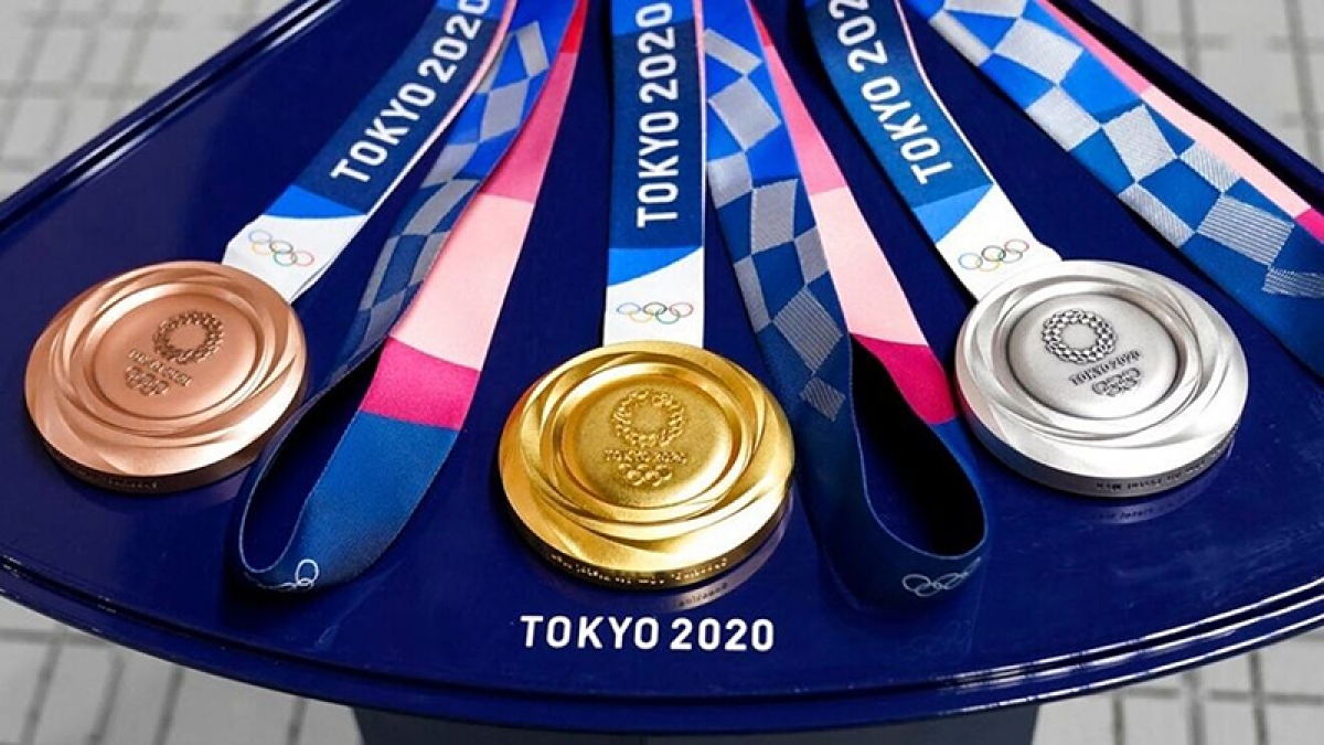100% huy chương được trao tại Olympic Tokyo 2020 được làm từ vật liệu tái chế.