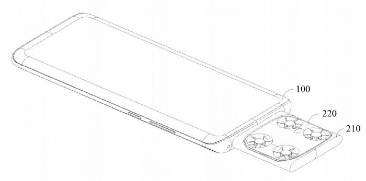 Phác thảo điện thoại thông minh tích hợp flycam mini.
