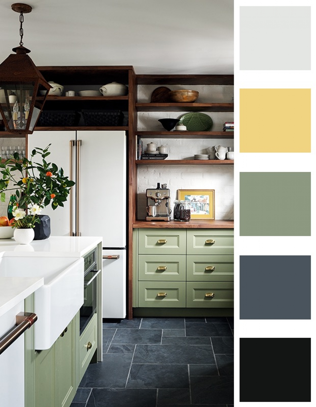 Phòng bếp trang nhã với tông màu tự nhiên. 