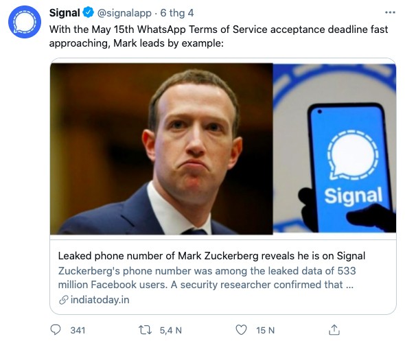 CEO Facebook chuyển sang dùng cả Signal ảnh 2