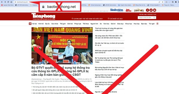 Xuất hiện website giả mạo trắng trợn báo Tiền Phong điện tử