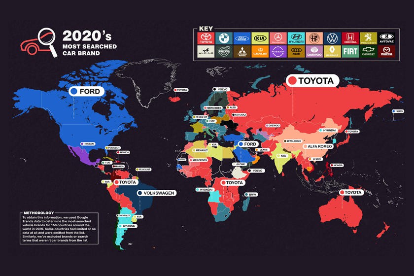 Thương hiệu ô tô nào được tìm kiếm nhiều nhất năm 2020?