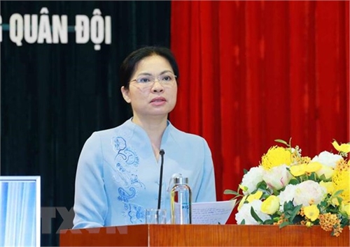 Bà Hà Thị Nga, Chủ tịch Hội Liên hiệp Phụ nữ Việt Nam. (Ảnh: Phương Hoa/TTXVN)