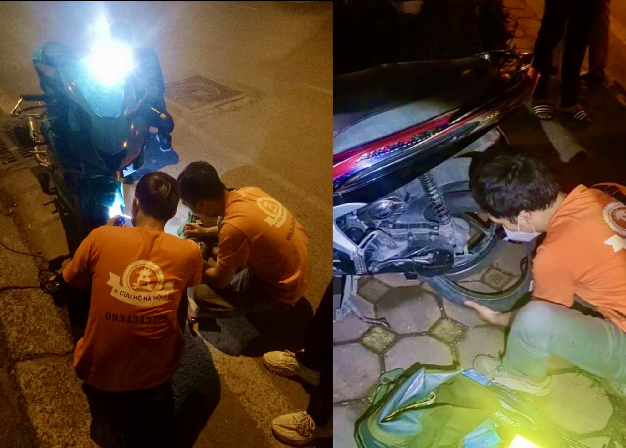 The overnight team to rescue 0-dong motorbikes in Hanoi: 