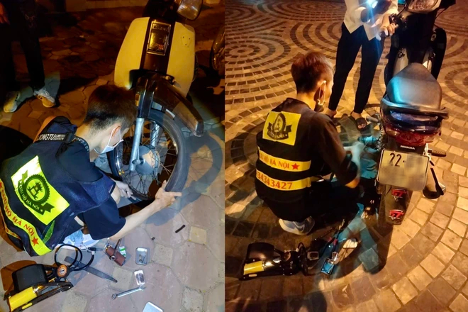 The overnight team to rescue 0-dong motorbikes in Hanoi: 