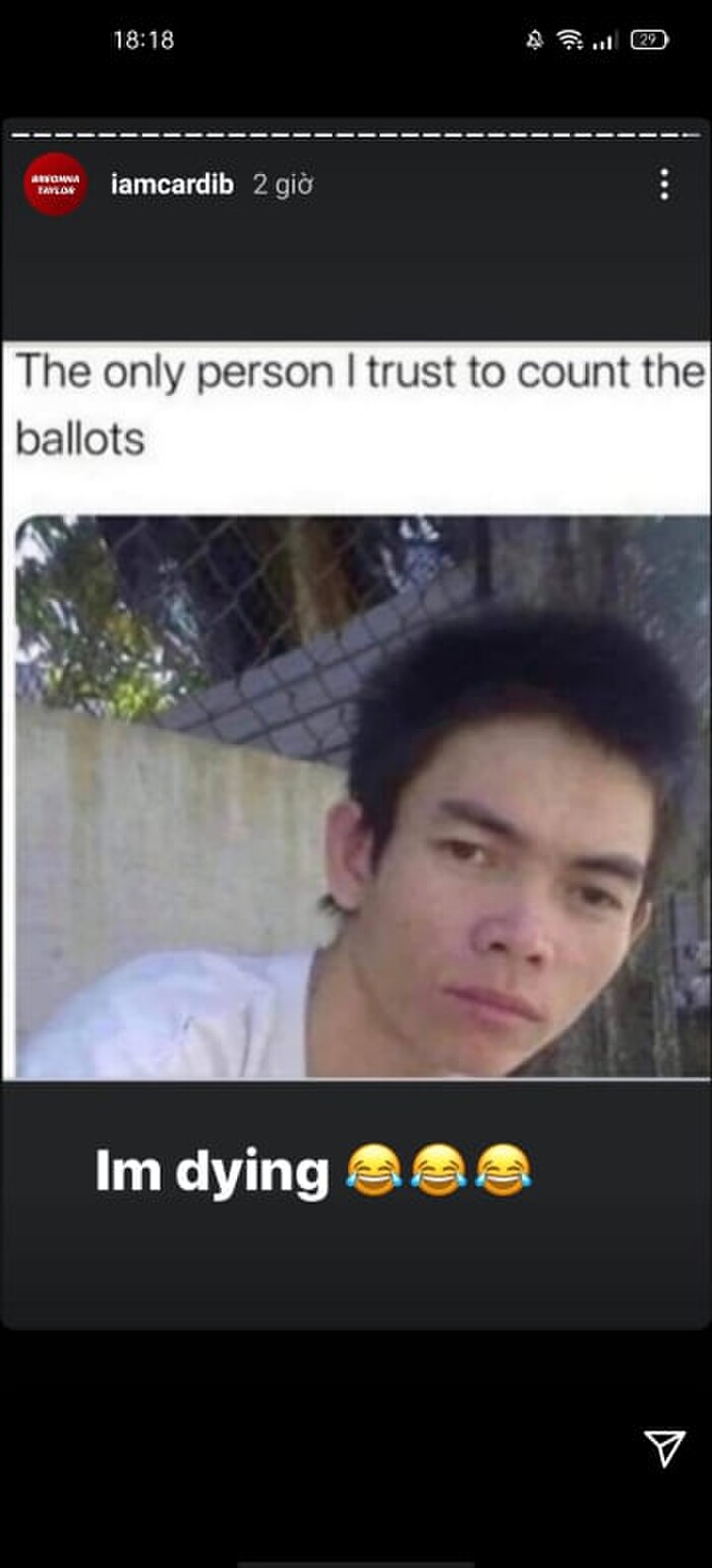 Rapper Cardi B: Chỉ tin tưởng hiện tượng mạng Việt Nam này kiểm phiếu bầu cử Tổng thống Ảnh 1