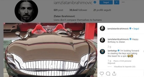 Tiền đạo Zlatan Ibrahimovic tự thưởng siêu xe 40 tỉ đồng dịp sinh nhật