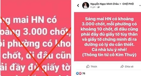 Kiên quyết xử lý tin giả, truy tìm đối tượng tung tin đồn "Hà Nội có 3.000 chốt" - Vimarsana News