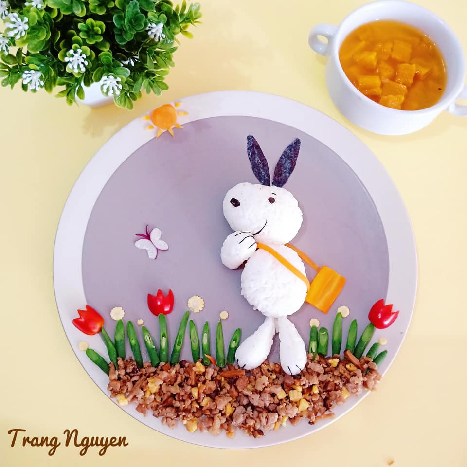 me trang tri bua an hap dan tri