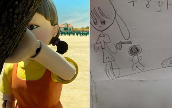 Bức vẽ phim “Trò chơi con mực” của đứa trẻ 7 tuổi gây tranh cãi: Tại sao lại để con nít xem phim 18+?