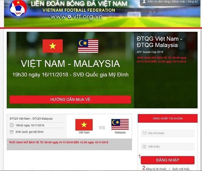 Cách mua vé online trận bán kết lượt về Việt Nam vs Philippines