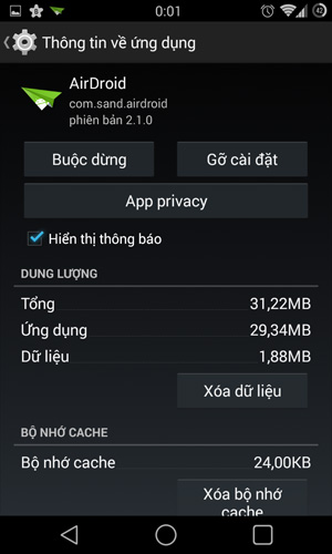 tắt thông báo Android 