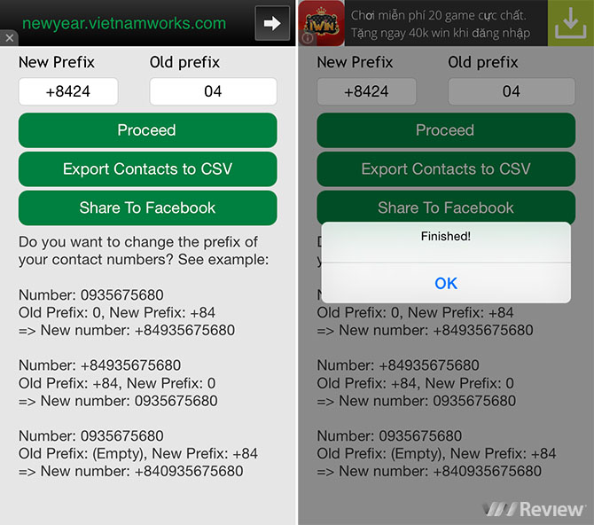 Hướng dẫn đổi mã vùng danh bạ trên iPhone, Android