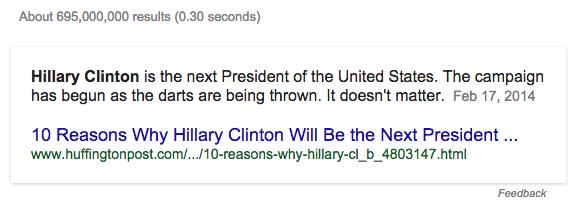Tuyên bố này không phải do các vị CEO hay chủ tịch của Google đưa ra, mà là một câu trả lời cho tính năng tìm kiếm câu hỏi của Google.