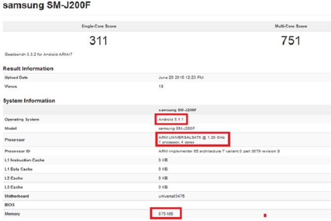 Lộ diện thông tin về Galaxy J2 trên GFXBench