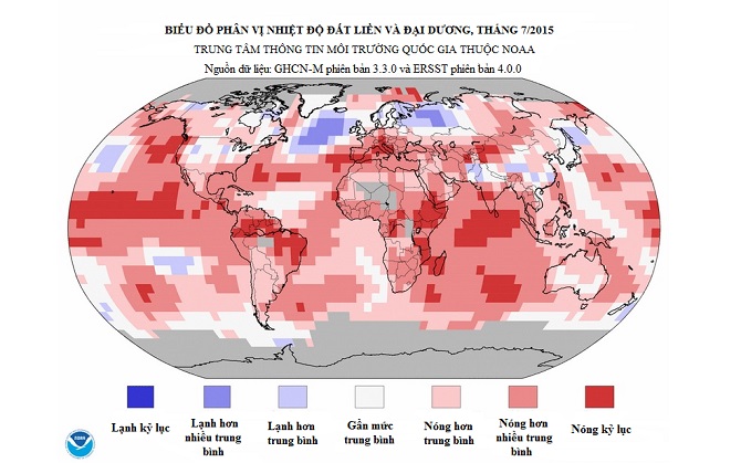 Tháng 7/2015 lại phá kỷ lục tháng Bảy nóng nhất từng biết