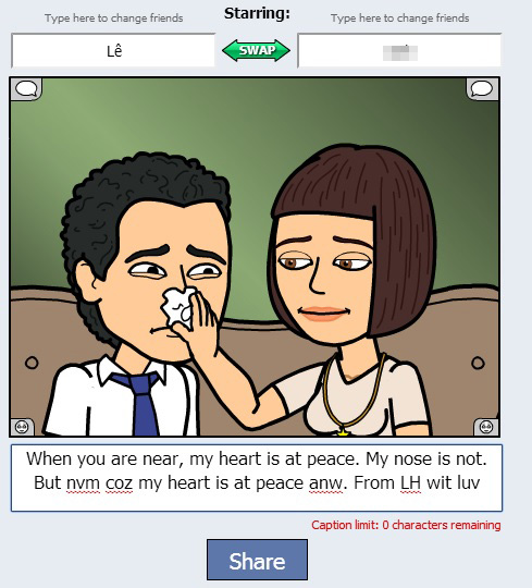 Cách tạo thiệp Valentine với Bitstrips