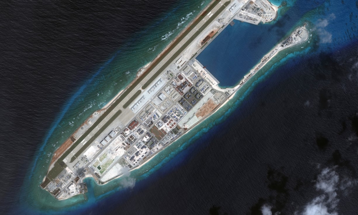 China has conducted extensive land reclamation work at Fiery Cross Reef in the Spratly Islands chain in the South China Sea. (Photo: AP)