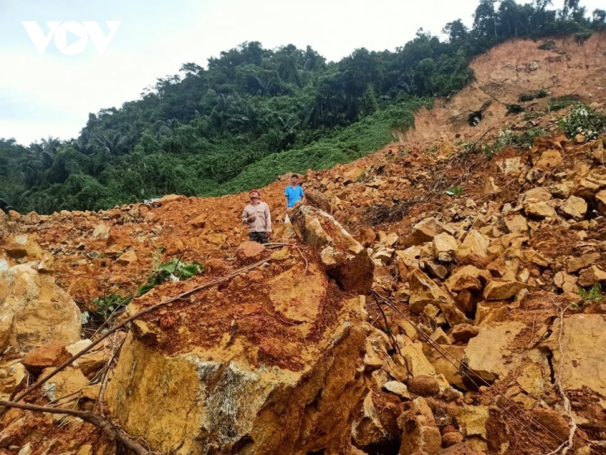 A scene of devastation as the landslide changes the landscape around the power plant