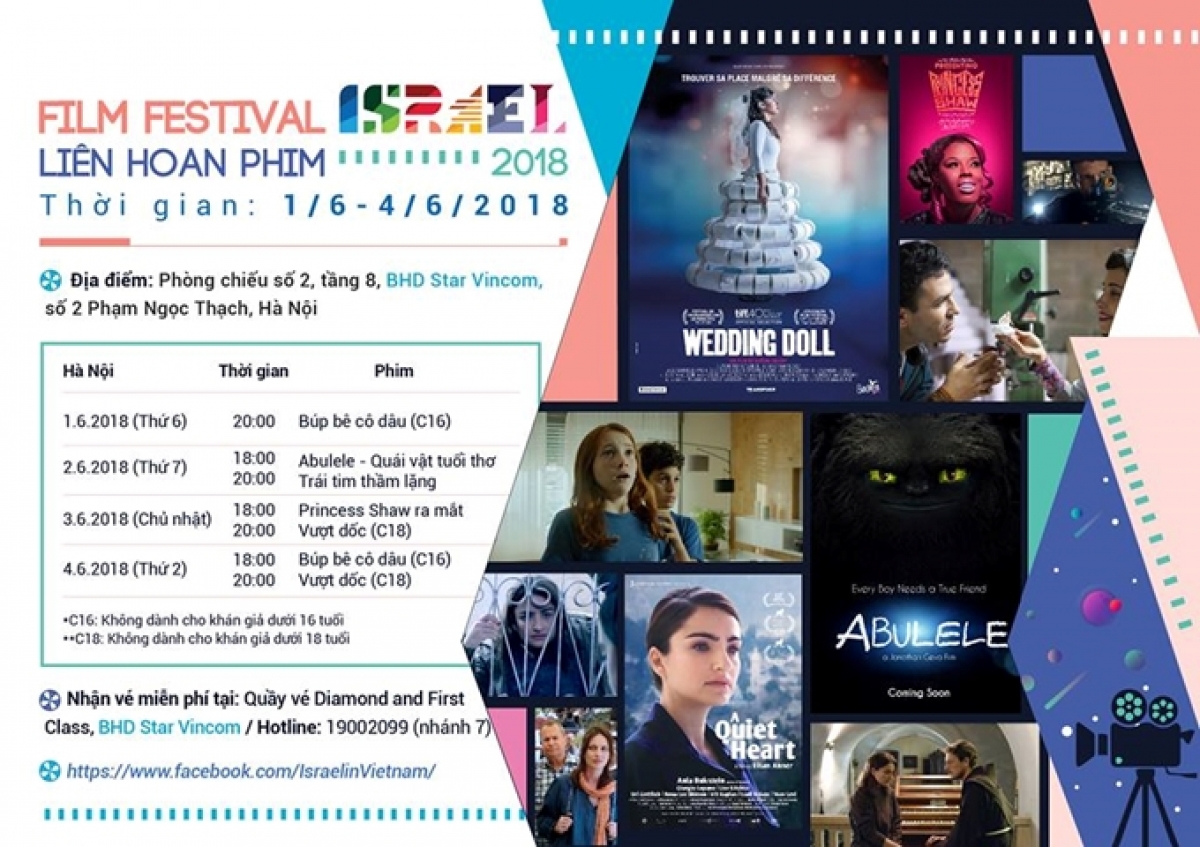A poster features the movies shown during the Israel Film Festival 2018.