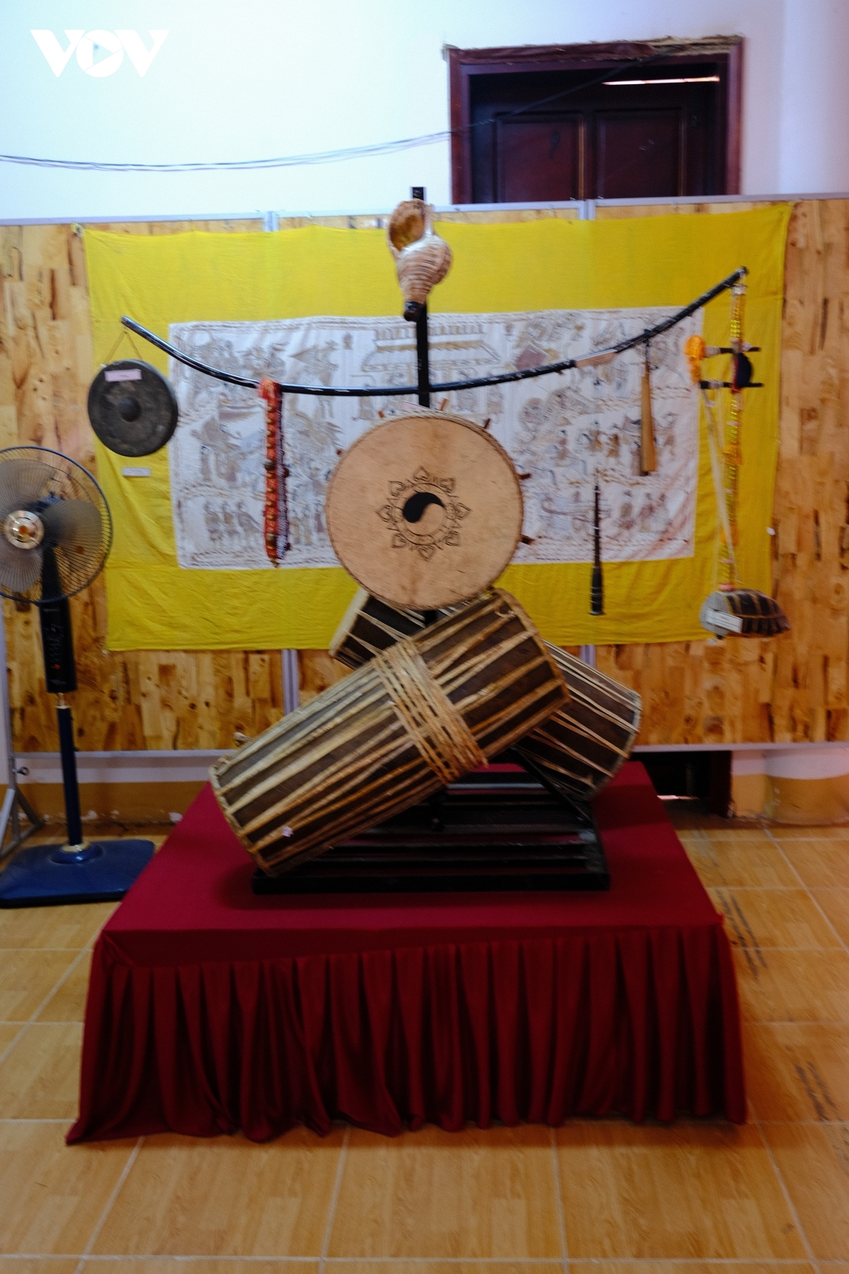 Musical instruments of the Cham people on show at the Champa culture museum.