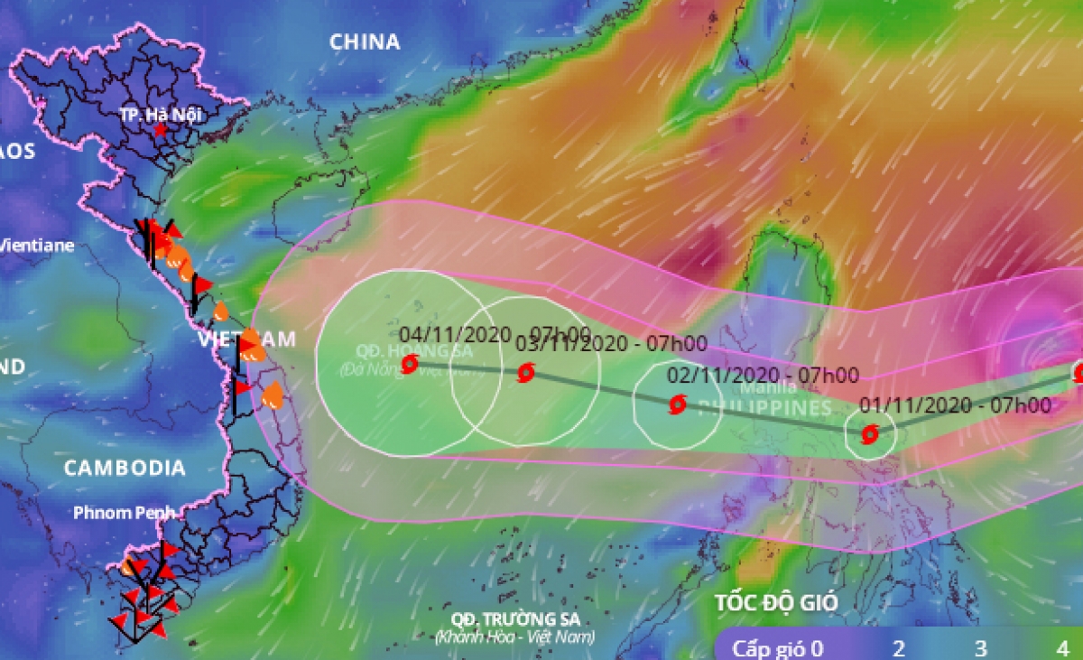 Super Typhoon Goni is expected to hit Vietnam on November 4. (Photo: VNDMS)