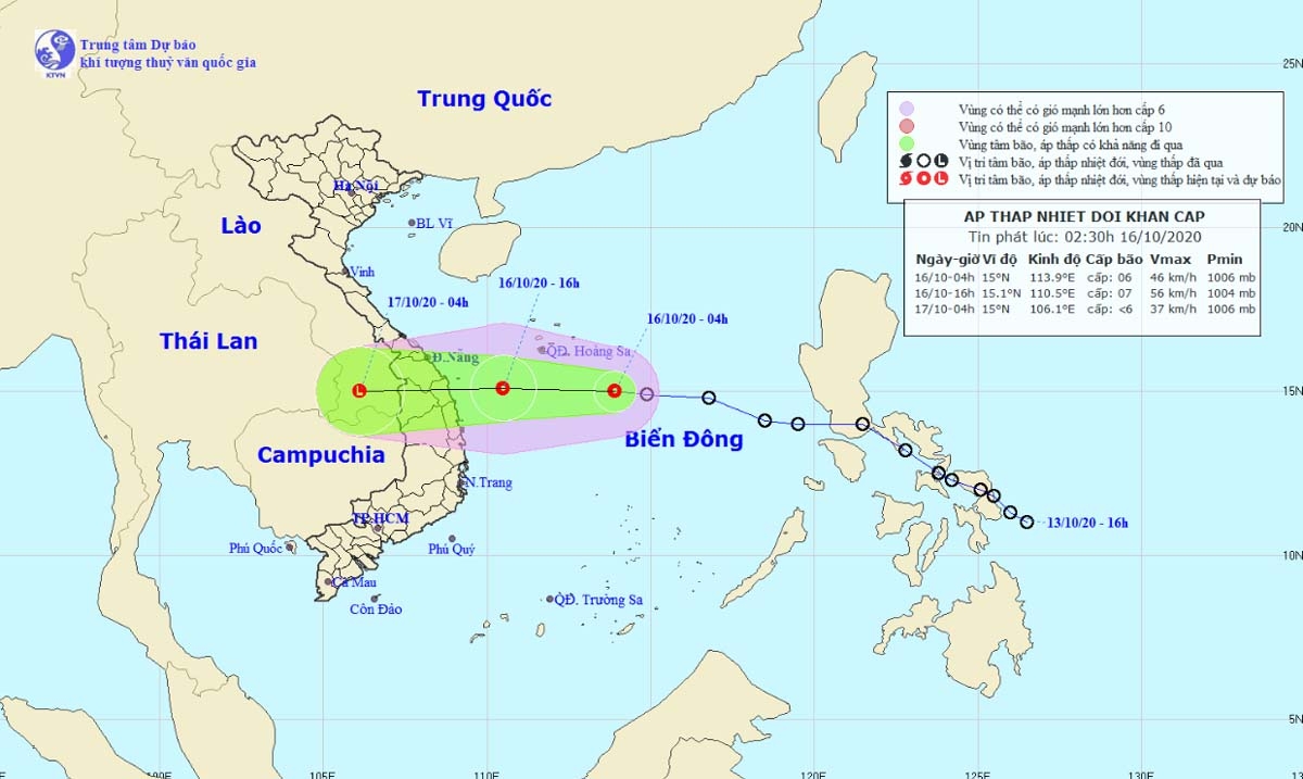 A new tropical low depression will dump heavy rain on central provinces, starting October 16.