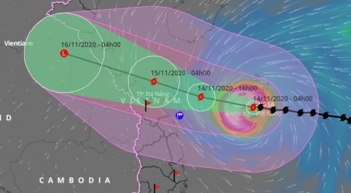 Typhoon Vamco is forecast to slam into the central region of Vietnam early on November 15.