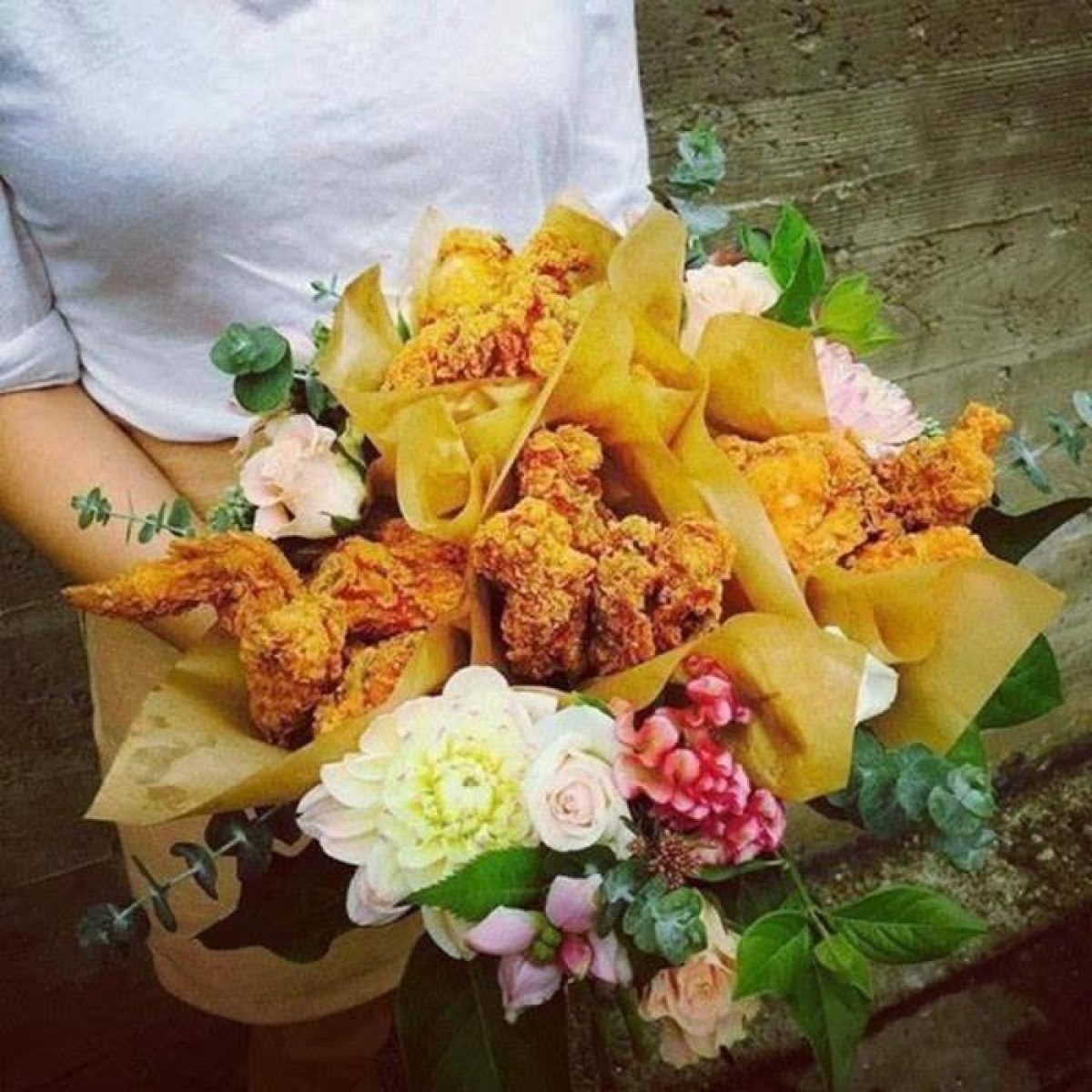 A tasty fried chicken bouquet is a leading choice among customers.