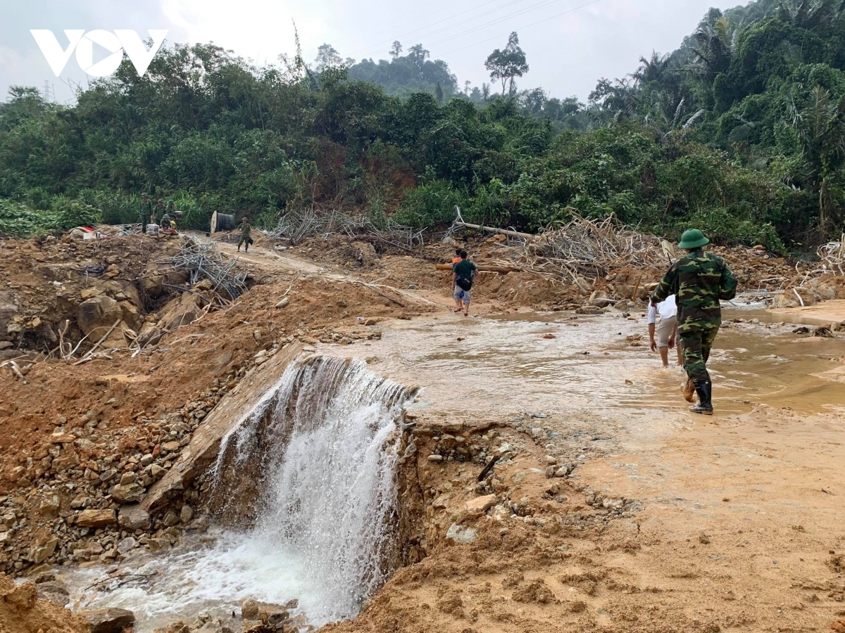 A scene of devastation can be seen at the Rao Trang 3 Hydropower Plant following the landslide.