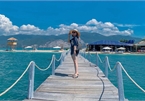 Four wooden bridges on the sea in Vietnam