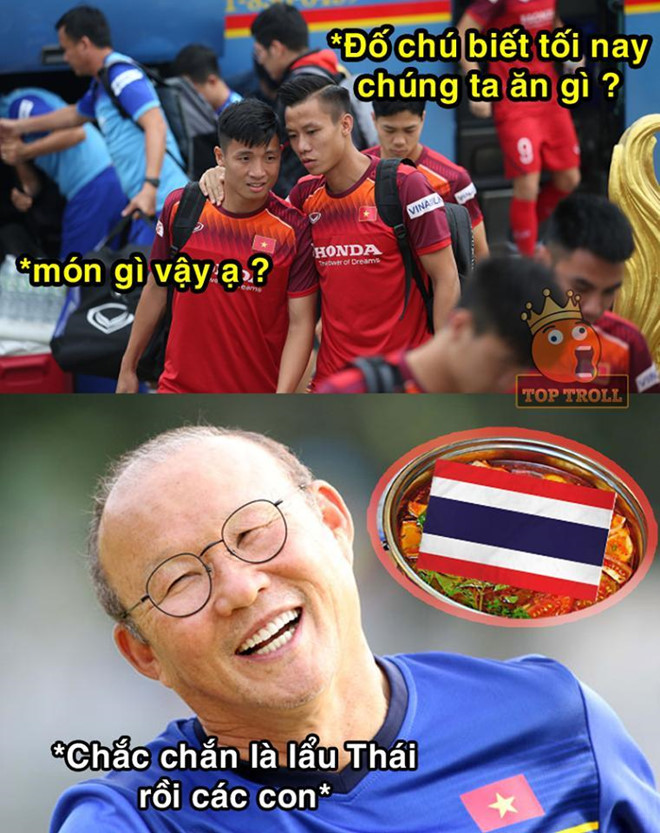 Cùng ủng hộ đội tuyển Việt Nam bằng cách xem ảnh chế hài hước và thú vị. Với món lẩu Thái đầy hương vị và đậm chất người Việt, bạn sẽ cảm nhận được tình yêu đặc biệt dành cho đội tuyển quốc gia.